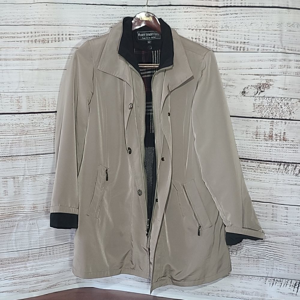 Fleet Street Beige Storm Trench Coat L with removable liner